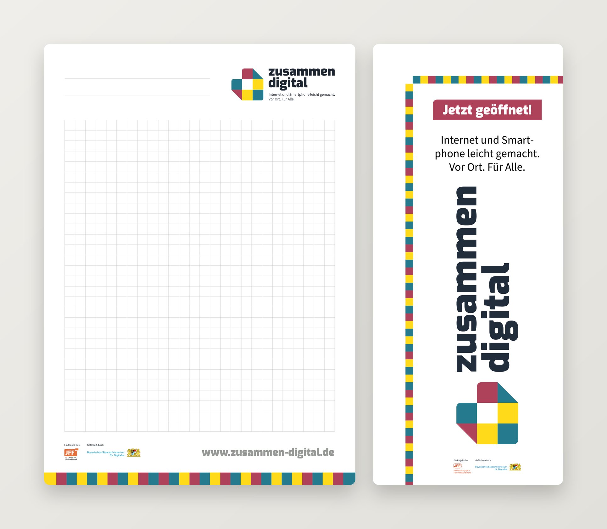 JFF – zusammen digital: Notizblock und Beachflag