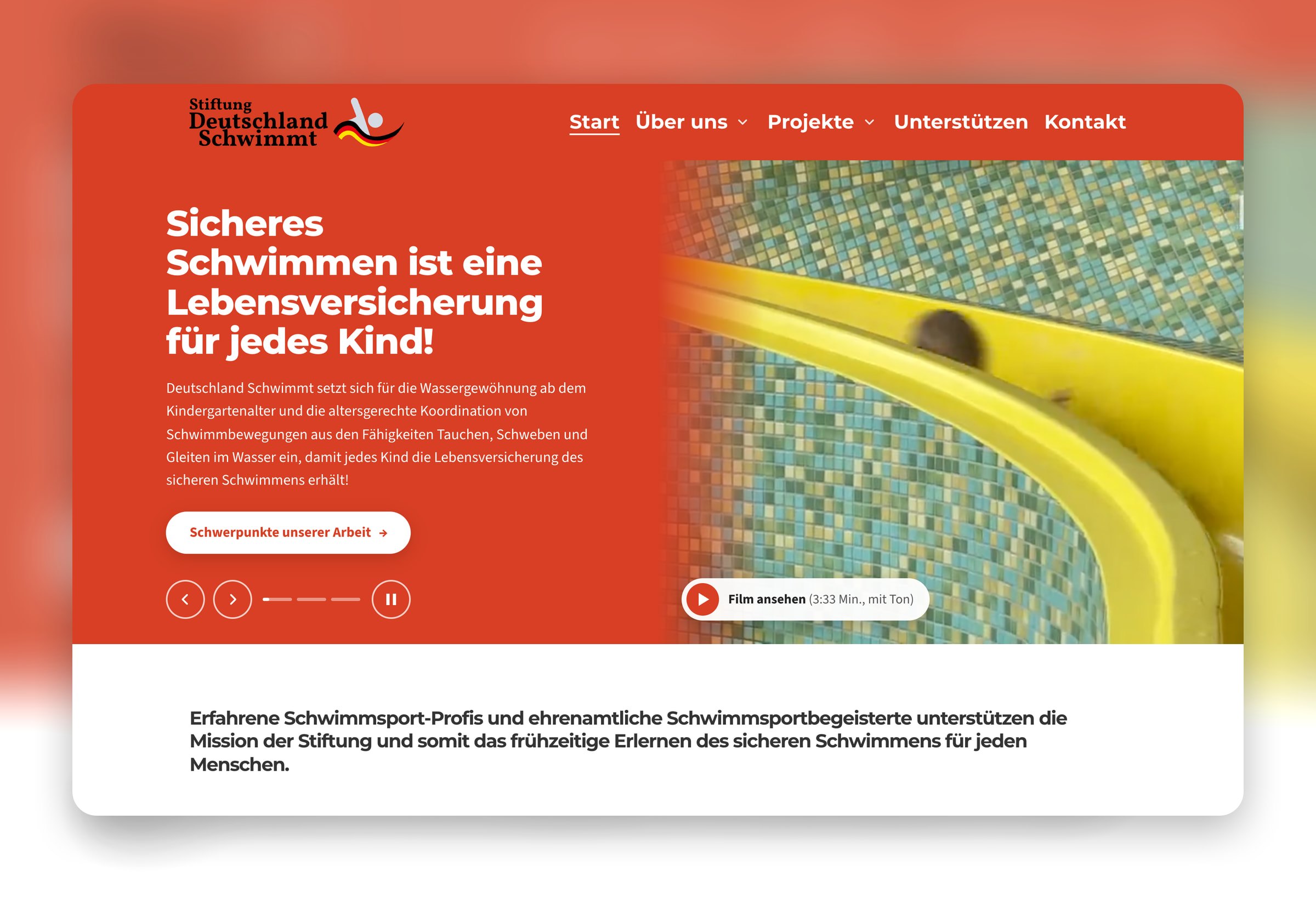 Stiftung Deutschland Schwimmt: Website